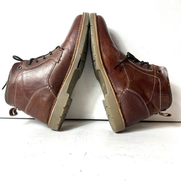 Steve Madden Brown Leather Chukka Boots Mens Sz 11 Combat Lace Up Comfort Casual - Picture 6 of 12